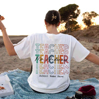 Thumbnail for Custom Name Teacher Echo Backside Shirt, Back to School T-shirt