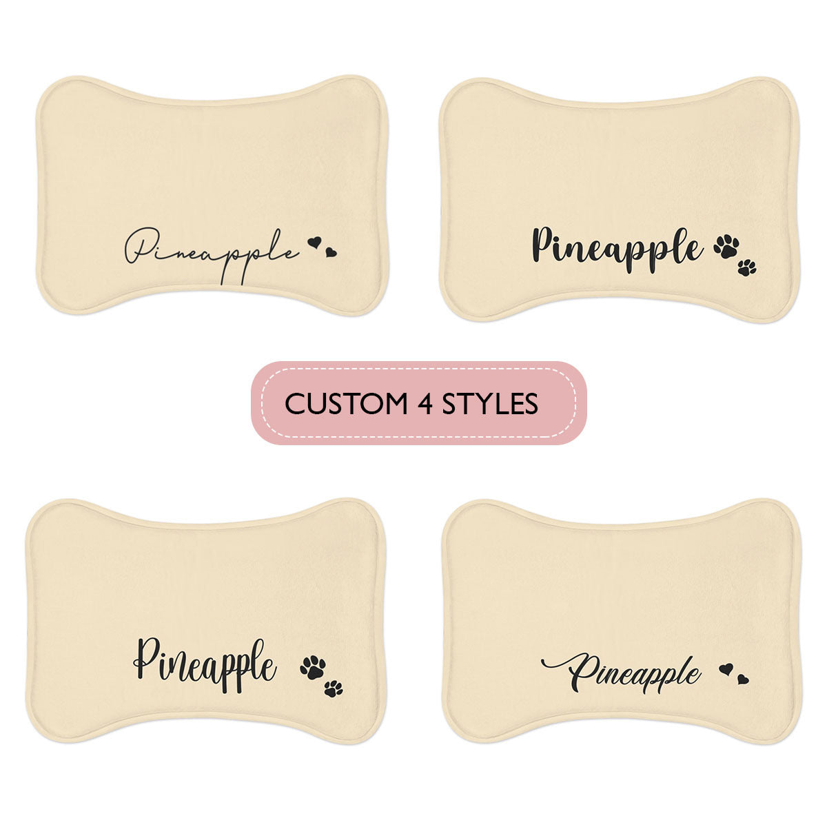 Custom Name Pet Feeding Mat, Bone Shape