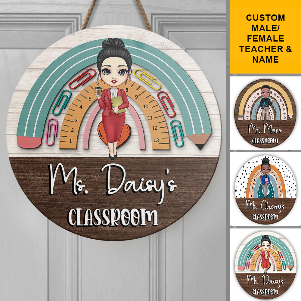 Personalized Rainbown Teacher Wood Sign, DIY Gift For Back To School Dung-Yen