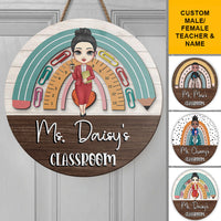 Thumbnail for Personalized Rainbown Teacher Wood Sign, DIY Gift For Back To School Dung-Yen