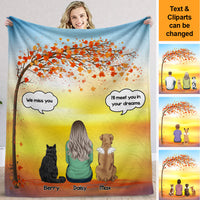 Thumbnail for Autumn Dog Back I Miss You Personalized Blanket, Custom Cat Fall Gift Trang-Yen