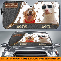 Thumbnail for Upload Pet Photo Leather Pattern Car Sunshade, Gift For Dog & Cat Lovers Dung-YEN