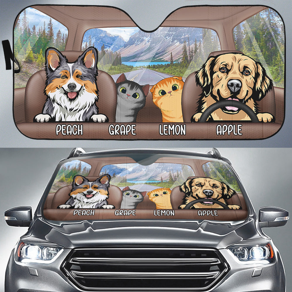 Customize Cartoon Pet Car Sunshade, Gift For Dog Lover YHN-YEN