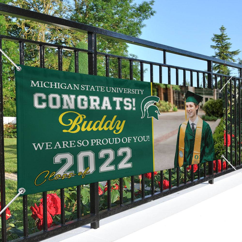 Congrats Class Of 2022 With School Logo Graduation Banner