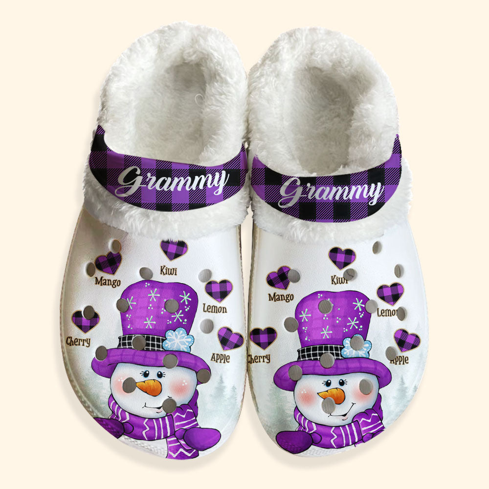 Personalized Grandma Heart Christmas Fleece Crocs, Gift For Mom Grandma YHN-THUY