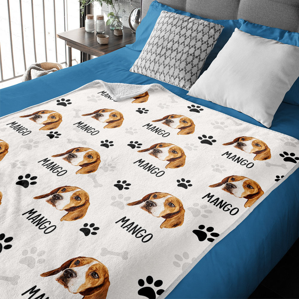 Custom Pet Photo & Paws Fleece Blanket, Pet Lover Gift YHN-THUY