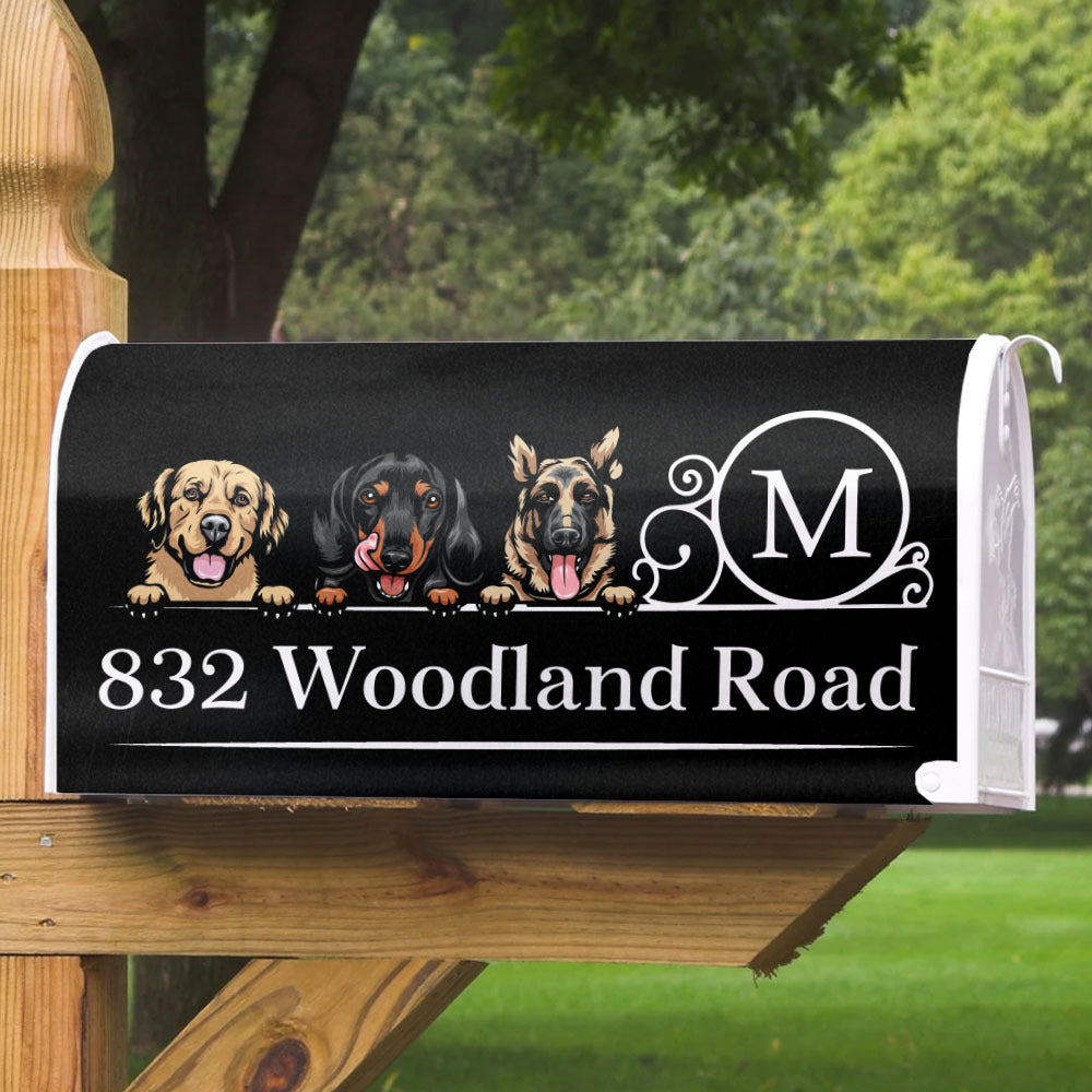 Family Name House Address Magnetic Mailbox Cover, Dog Lover Gift