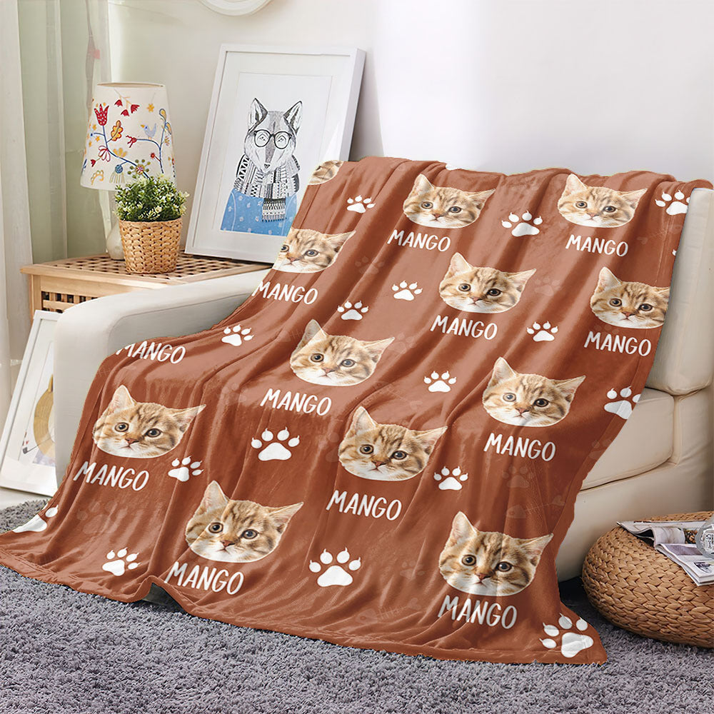 Custom Pet Photo & Paws Fleece Blanket, Pet Lover Gift YHN-THUY