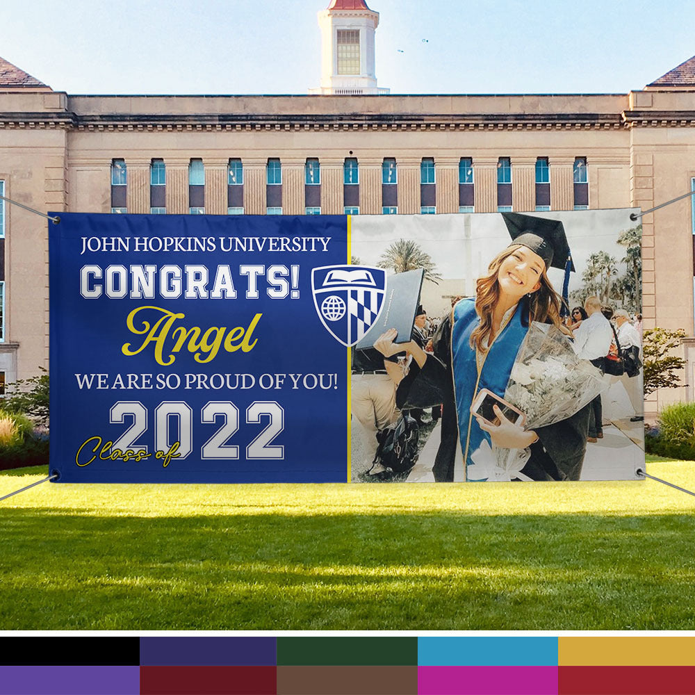 Congrats Class Of 2022 With School Logo Graduation Banner