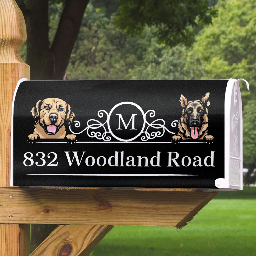 Family Name House Address Magnetic Mailbox Cover, Dog Lover Gift