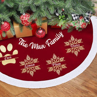 Thumbnail for Snowflake & Paws With Name Family Dog Cat Christmas Tree Skirts