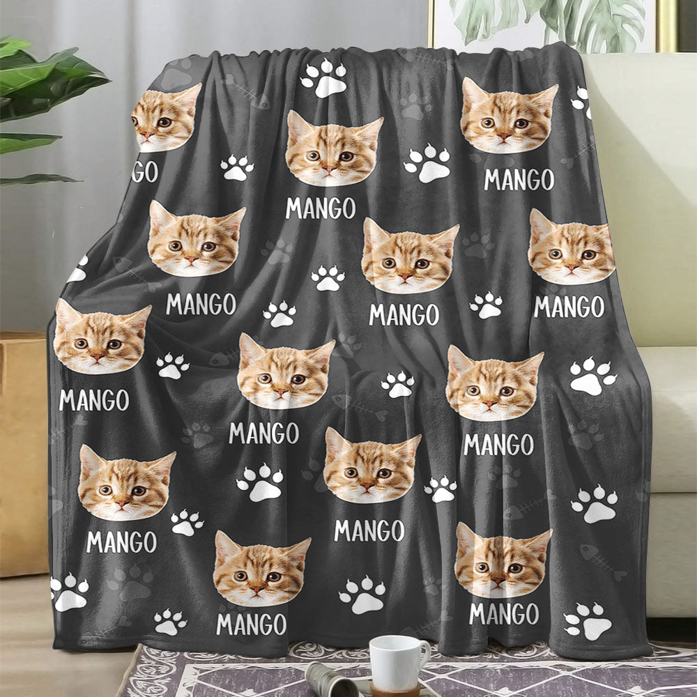 Custom Pet Photo & Paws Fleece Blanket, Pet Lover Gift YHN-THUY