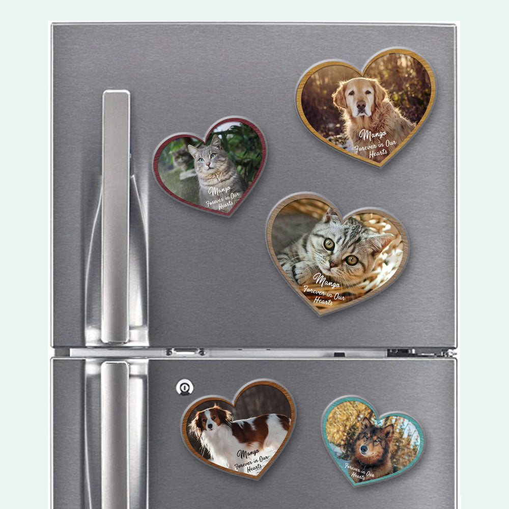 Custom Forever In Our Hearts Pet Photo Memorial Magnets, Fridge Magnet, Memorial Gift JonxiFon