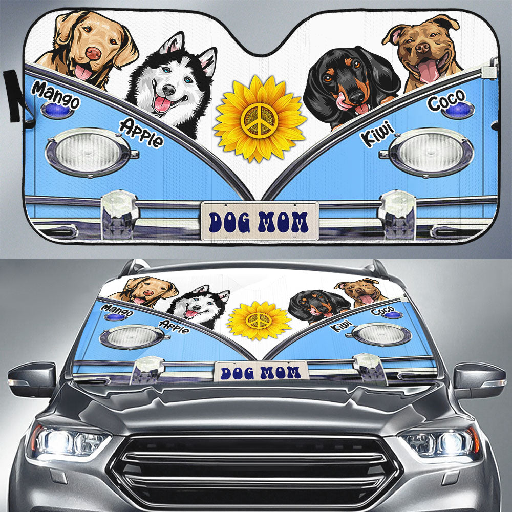 Dog Mom Hippie Dog Car Sunshade, Gift For Dog Lover Huyen-Thuy