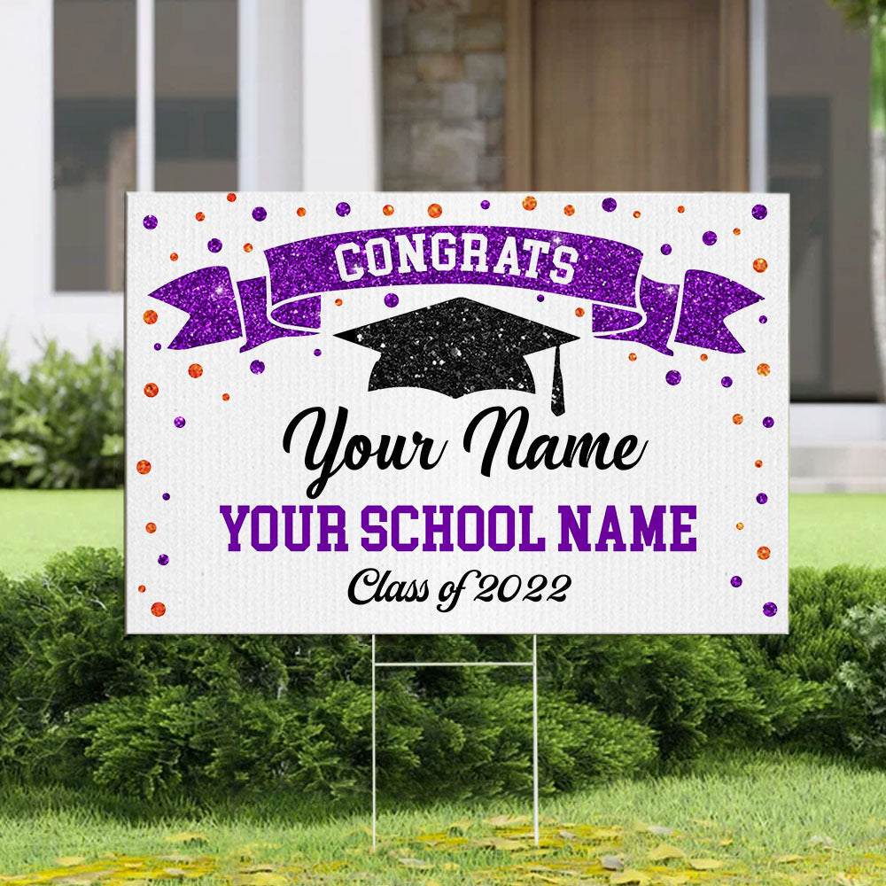 Glitter Ribbon Graduation Lawn Sign With Stake, Yard Sign