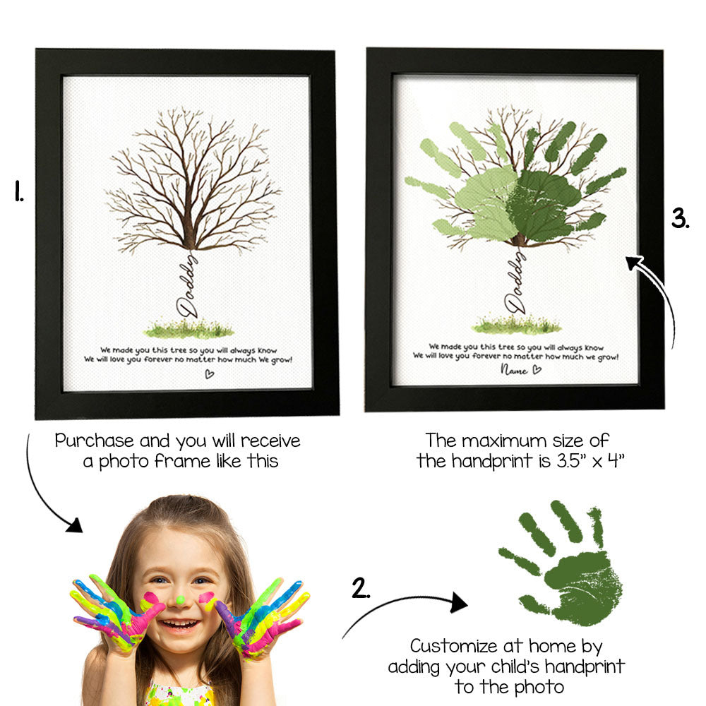 Daddy We Made You This Tree Photo Frame, Kids Handprint Keepsake