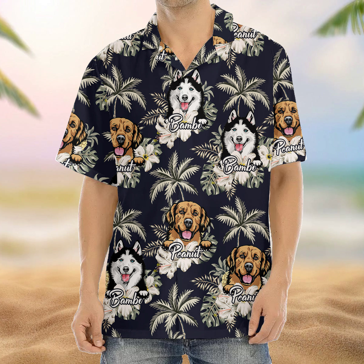 Personalized Dog Tropical Hawaiian Shirt, Custom Pet Photo Gift AI