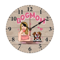 Thumbnail for Personalized Dog Mom Wall Wooden Clock, Gift For Dog Lover CHI-YEN