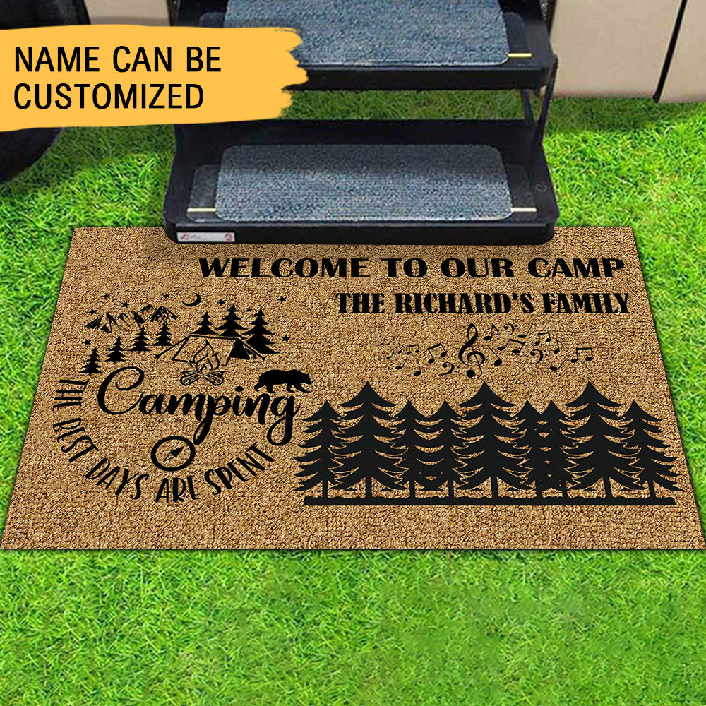 Welcome To Our Camp, The Best Day Are Spent – Camping Welcome Doormat - Jonxifon