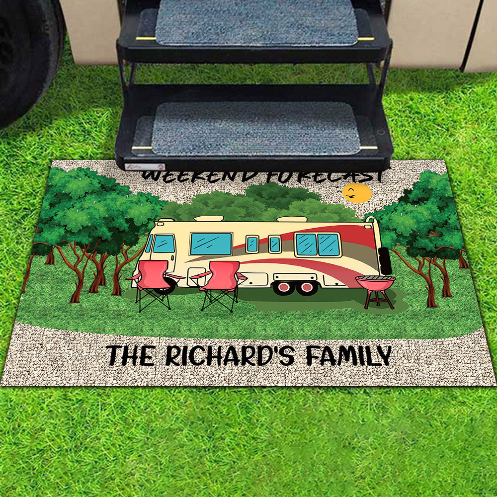 Weekend Forecast, Family Camping Doormat, RVs Campers Gift - Jonxifon