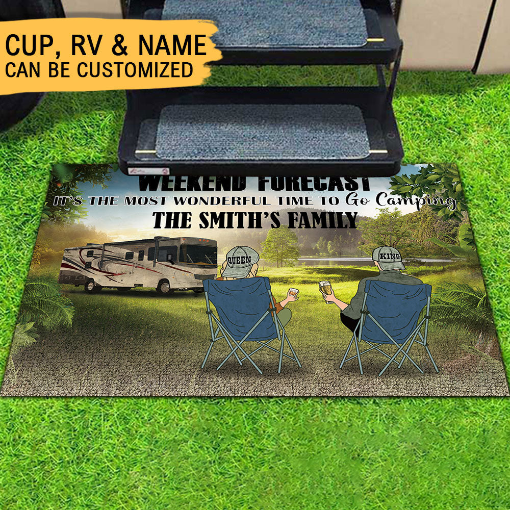 Weekend Forecast It's The Most Wonderful Time To Go Camping -Personalized RVs Doormat - Jonxifon