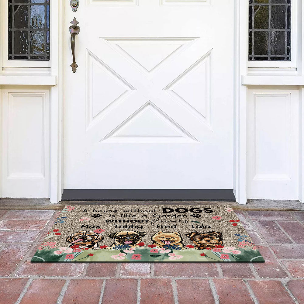 A House Without A Dog Is Like A Garden Without Flowers - Doormat For Dog Lover - Jonxifon