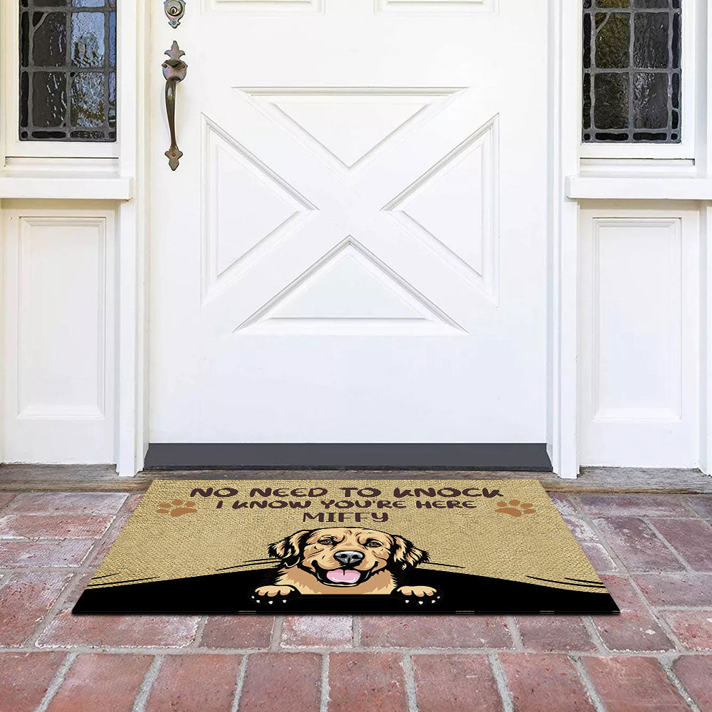 No Need to Knock We Know You're Here Funny, Personalized Dog Doormat - Jonxifon