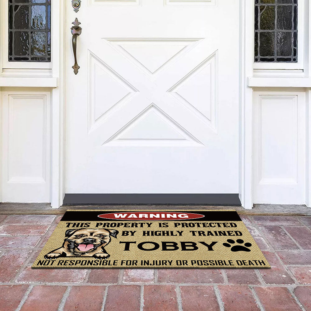 This Property Is Protected By Highly Trained Dog - Funny Dog Doormat - Jonxifon