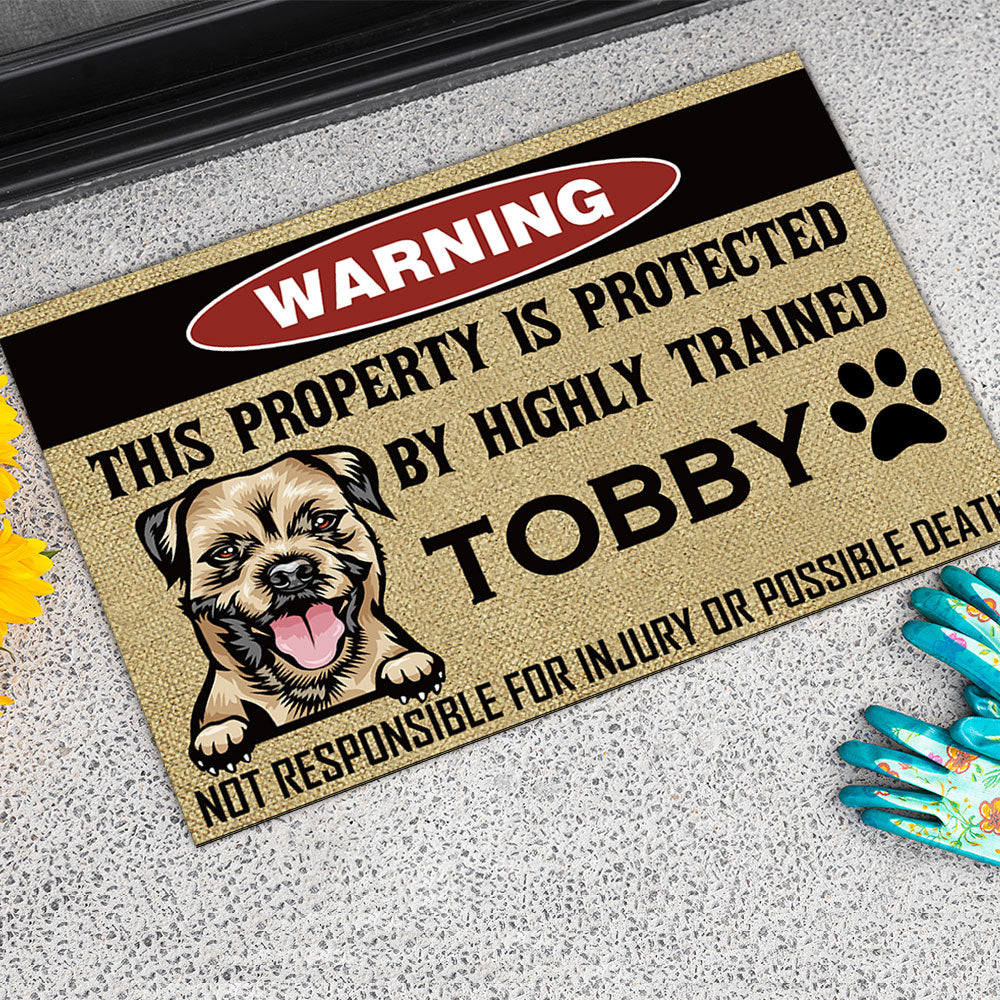 This Property Is Protected By Highly Trained Dog - Funny Dog Doormat - Jonxifon