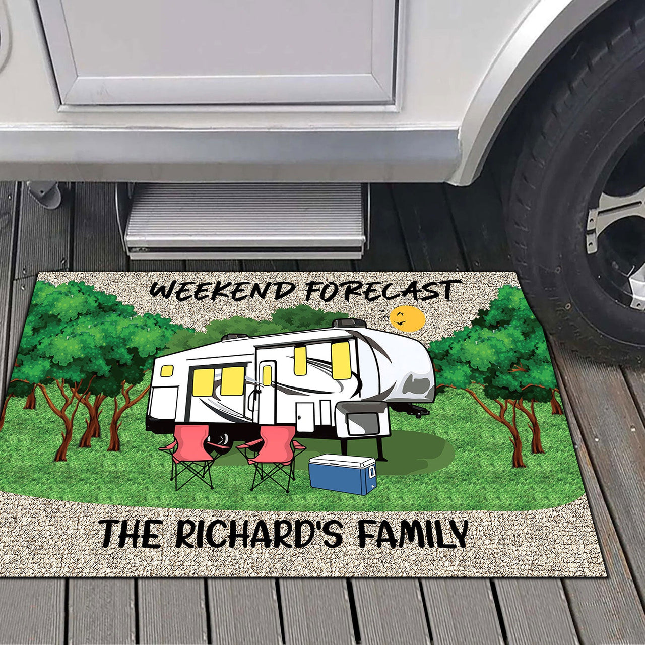 Weekend Forecast, Family Camping Doormat, RVs Campers Gift - Jonxifon