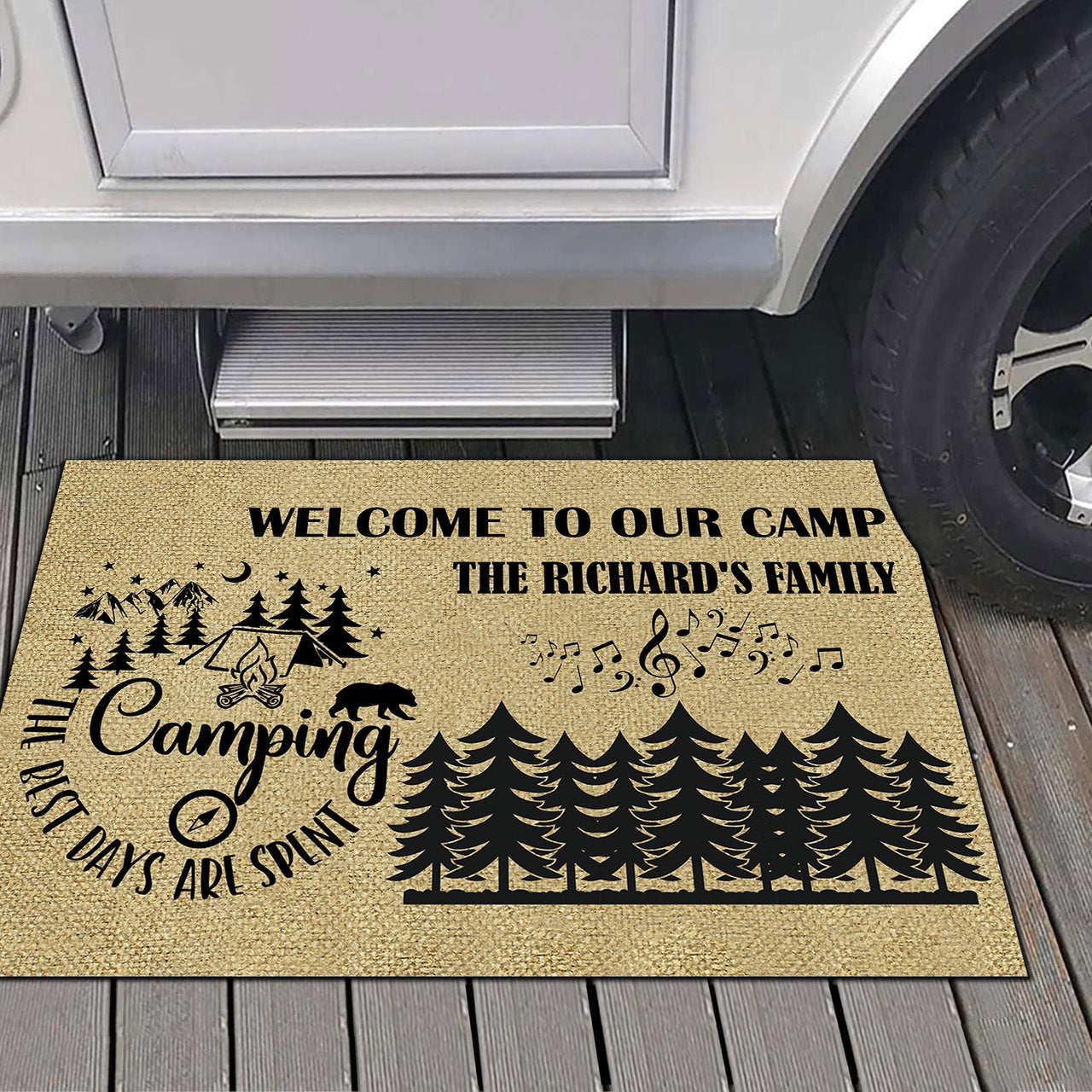 Welcome To Our Camp, The Best Day Are Spent – Camping Welcome Doormat - Jonxifon