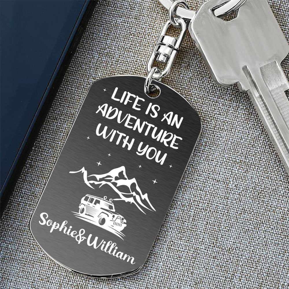 Life Is An Adventure With You Upload Photo- Personalized Couple Keychain - Jonxifon