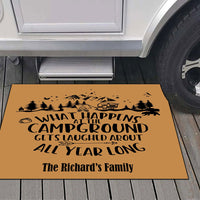 Thumbnail for What Happens At The Campground Gets Laughed About All Year Long- Camping Gifts - Outdoor Indoor Personalized Doormat - Jonxifon