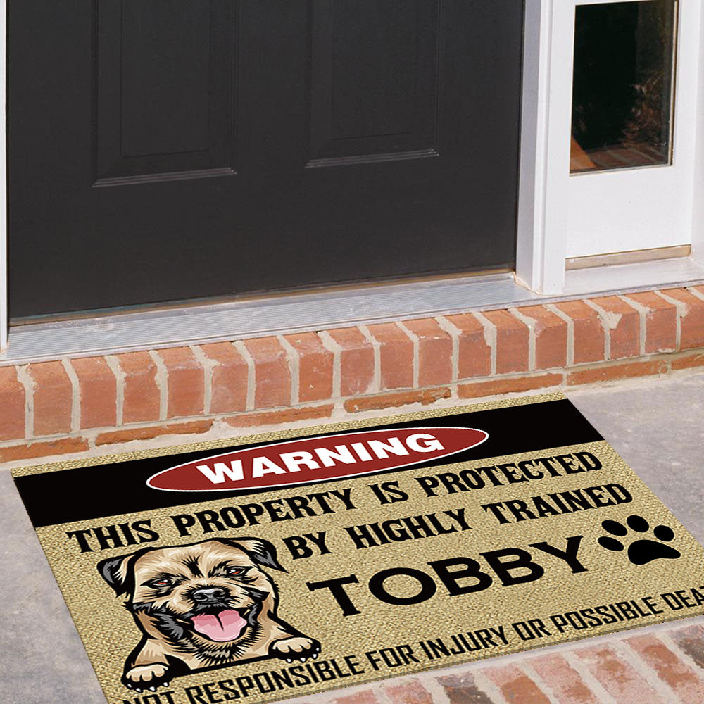 This Property Is Protected By Highly Trained Dog - Funny Dog Doormat - Jonxifon