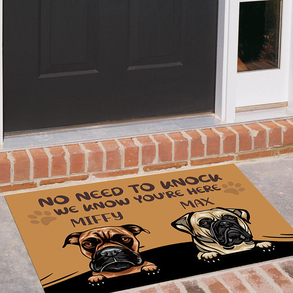 No Need to Knock We Know You're Here Funny, Personalized Dog Doormat - Jonxifon