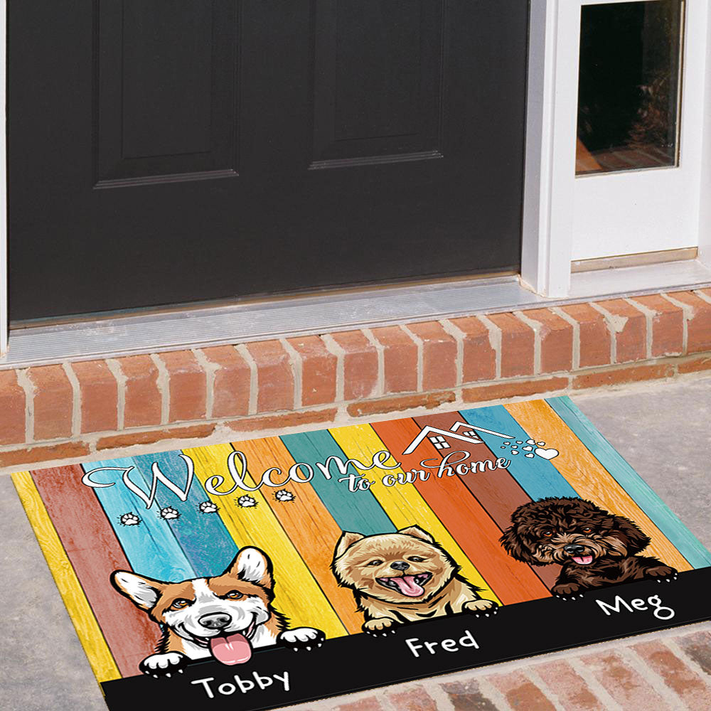 Welcome To Our Home - Personalized Cat Copper Color Doormat - Jonxifon