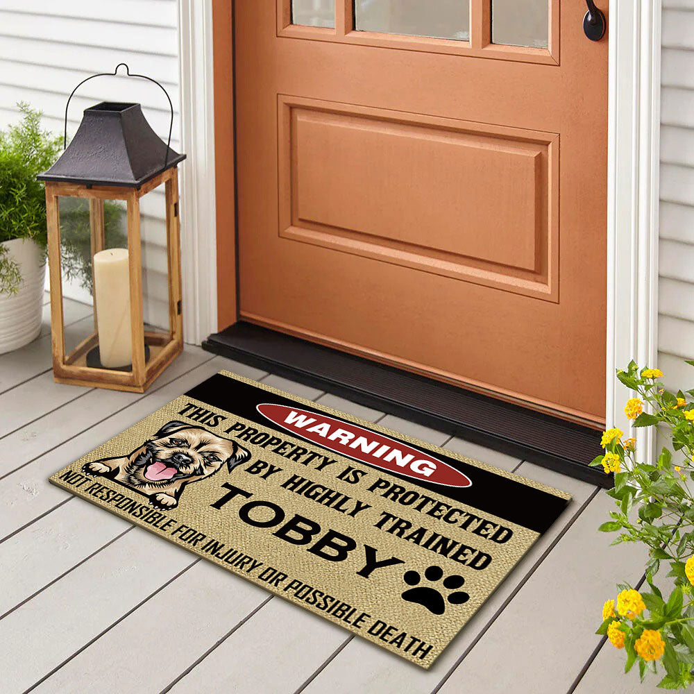 This Property Is Protected By Highly Trained Dog - Funny Dog Doormat - Jonxifon