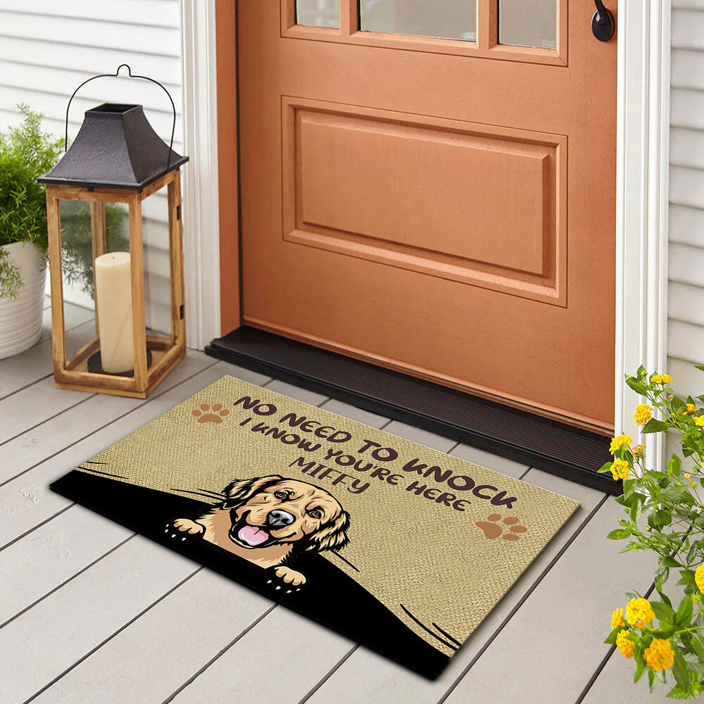 No Need to Knock We Know You're Here Funny, Personalized Dog Doormat - Jonxifon