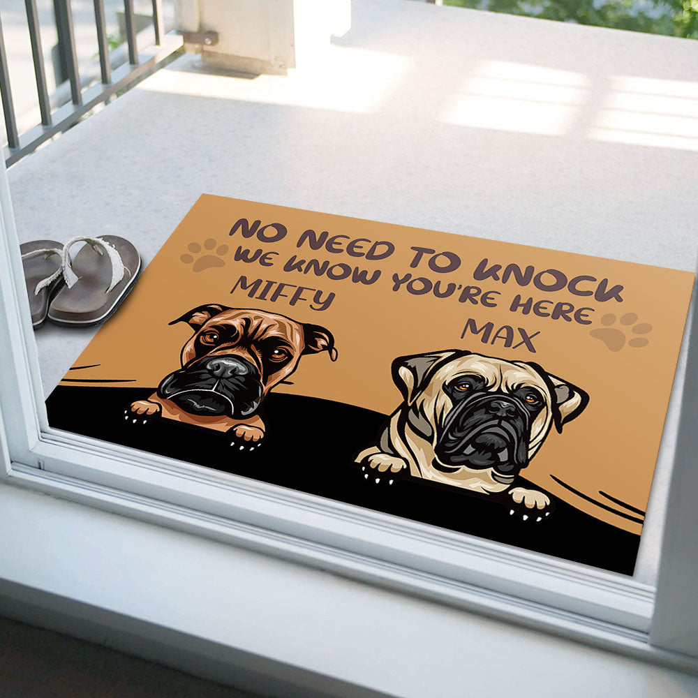 No Need to Knock We Know You're Here Funny, Personalized Dog Doormat - Jonxifon