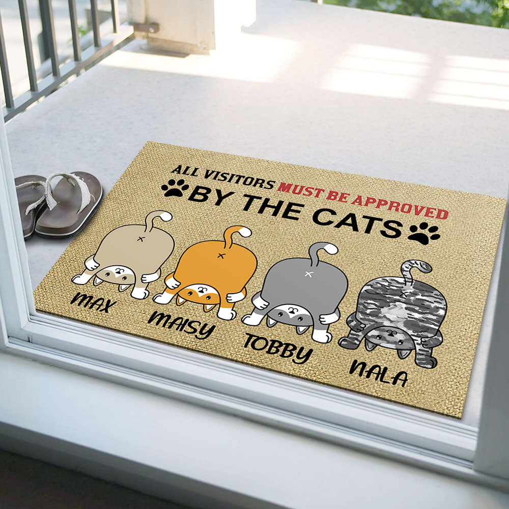 All Visitors Must Be Approved By Cats - Funny Doormat For Cat Lovers - Jonxifon