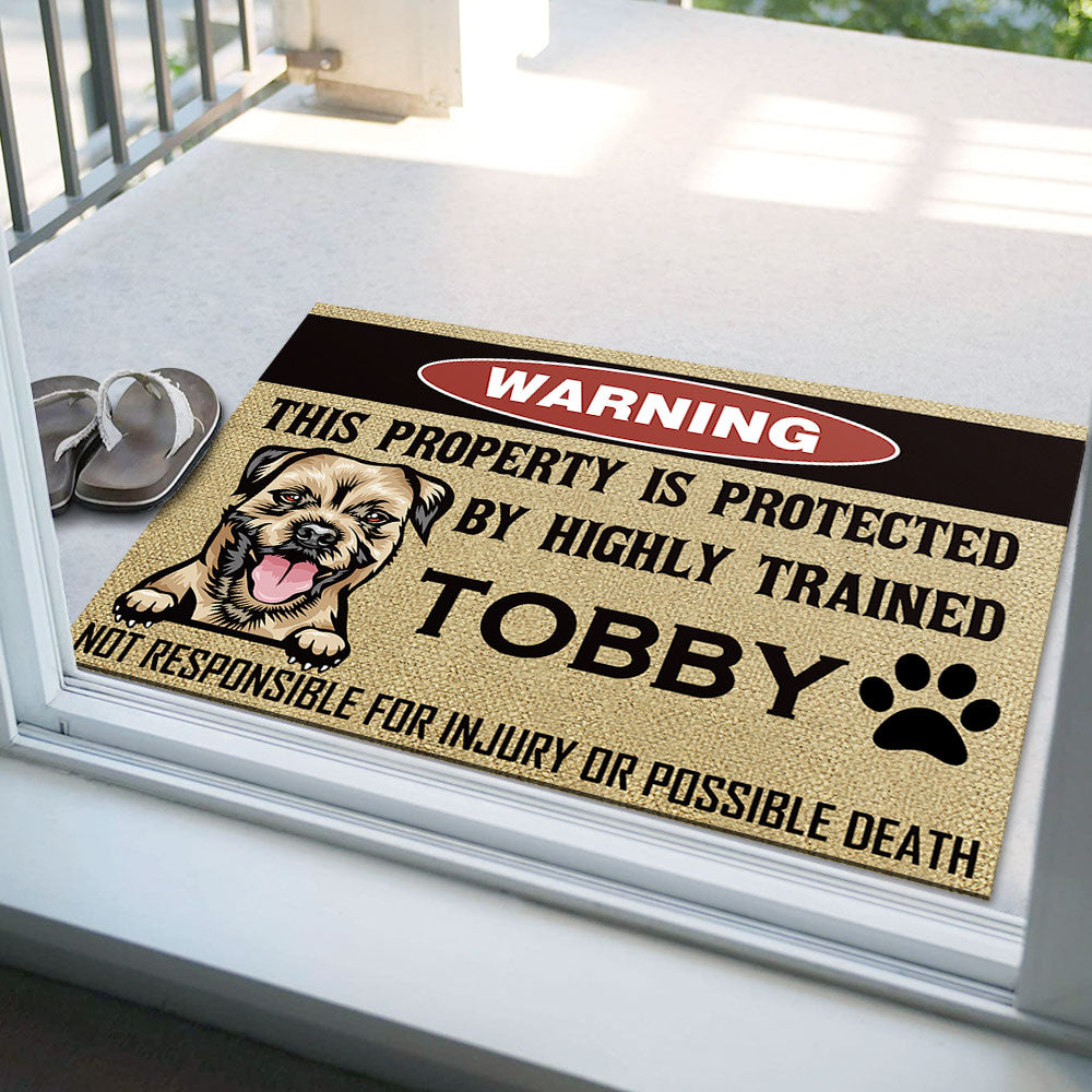 This Property Is Protected By Highly Trained Dog - Funny Dog Doormat - Jonxifon