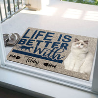 Thumbnail for Life Is Better With Cats Upload Photo Doormat, Gifts For Cat Lovers - Jonxifon