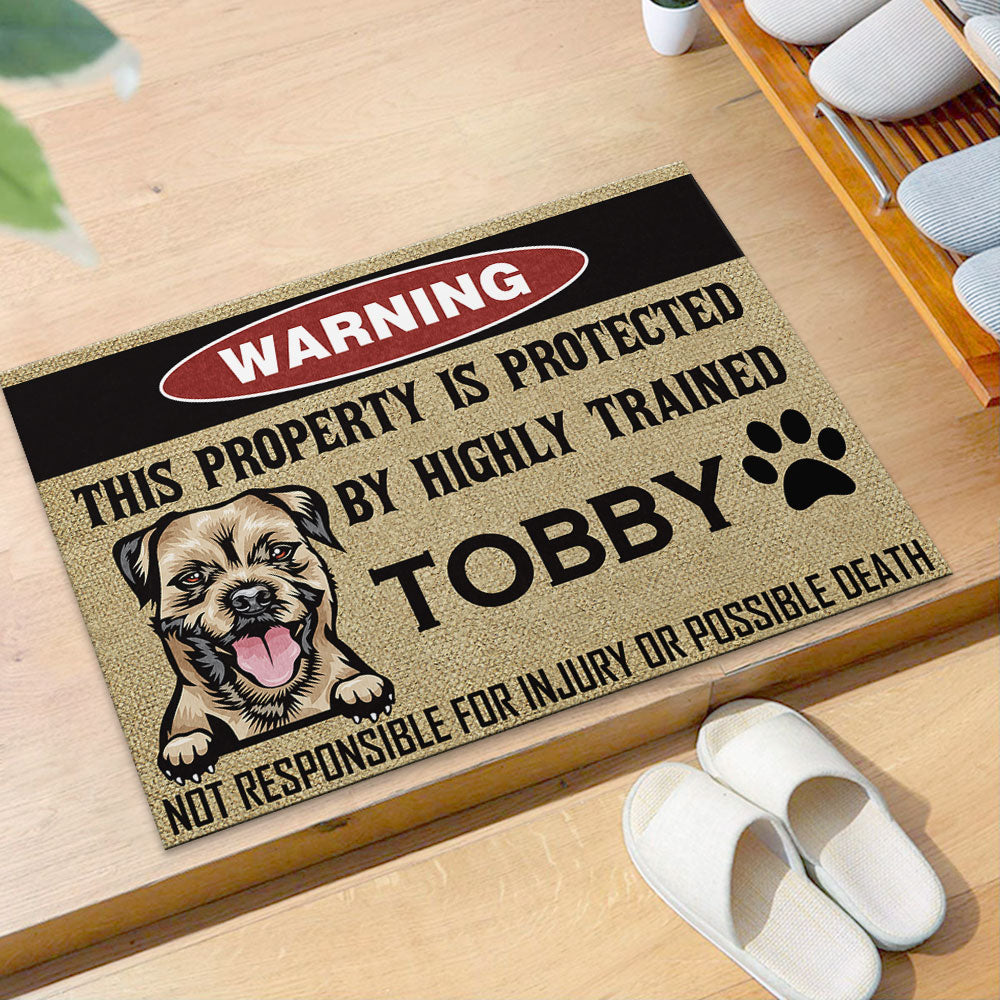 This Property Is Protected By Highly Trained Dog - Funny Dog Doormat - Jonxifon