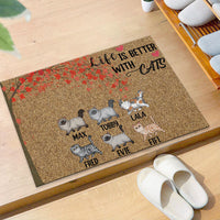 Thumbnail for Life Is Better With Cats Falling Leaves - Personalized Cat Doormat - Jonxifon