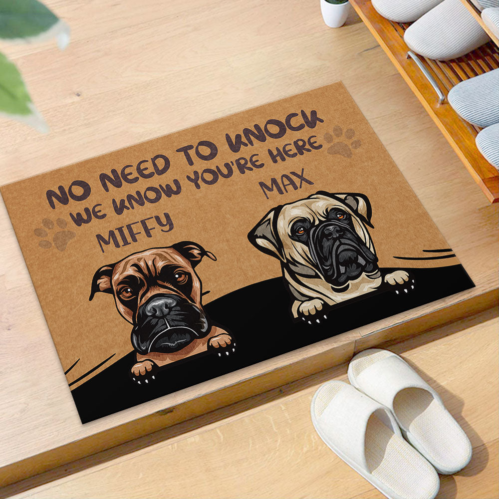 No Need to Knock We Know You're Here Funny, Personalized Dog Doormat - Jonxifon