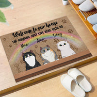 Thumbnail for Welcome to Our House - The Human Live Here With Us - Doormat For Cat Lovers - Jonxifon