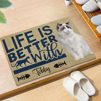 Thumbnail for Life Is Better With Cats Upload Photo Doormat, Gifts For Cat Lovers - Jonxifon