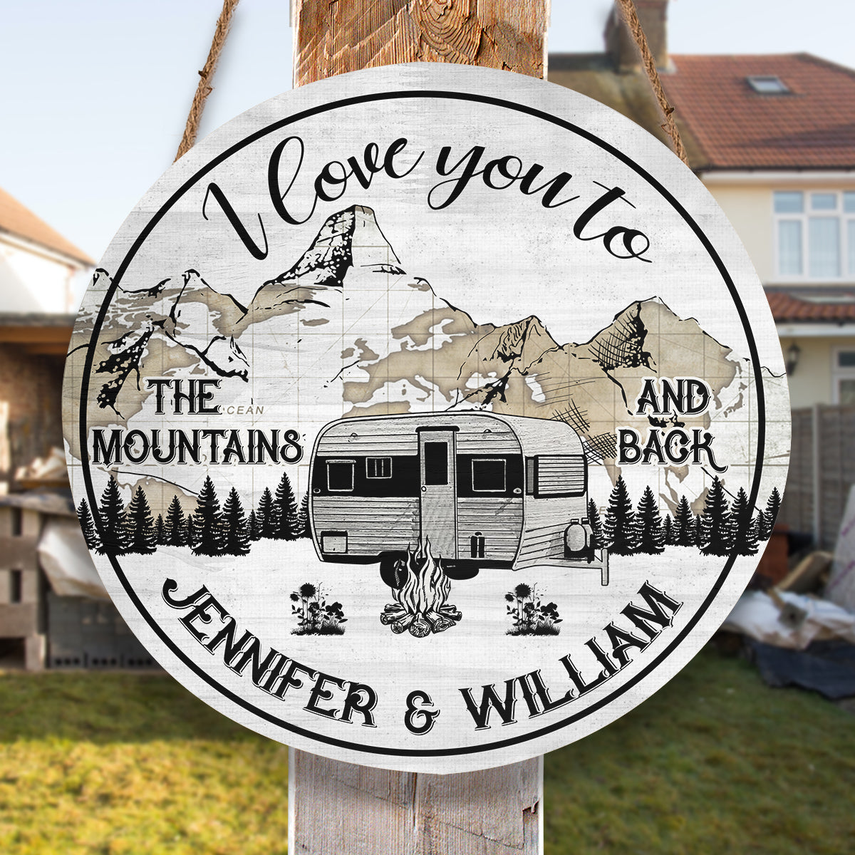 I Love You To The Mountains And Back Door Sign- Door Sign For Couple's Home - Jonxifon