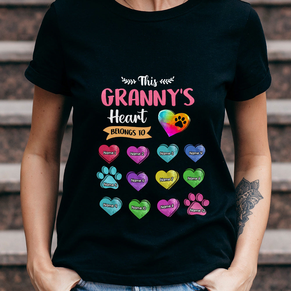 Personalized Dog Cat Mom Grandma Heart Belongs To T-shirt, Gift For Pet Lovers CustomCat