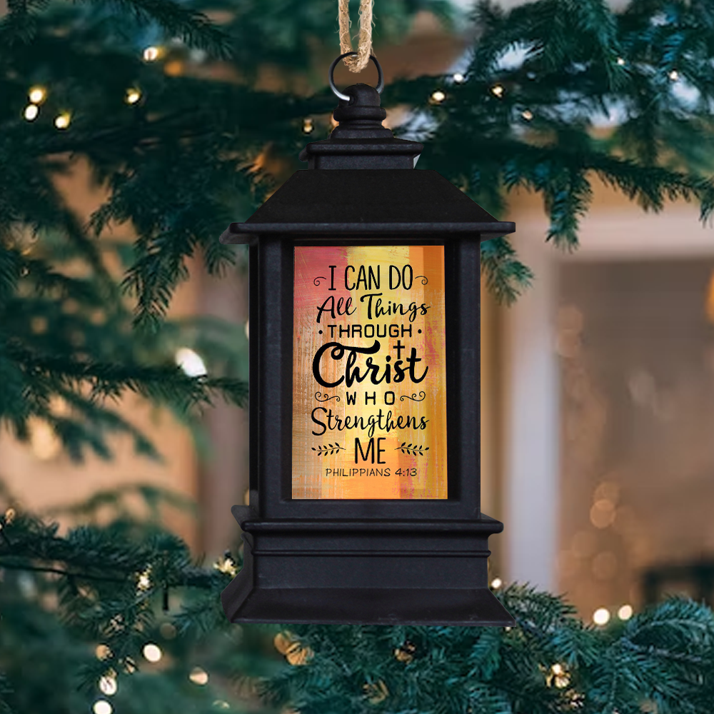 Walking with the lambs I Can Do All Things Through Jesus Christ Lantern, Christmas Gift